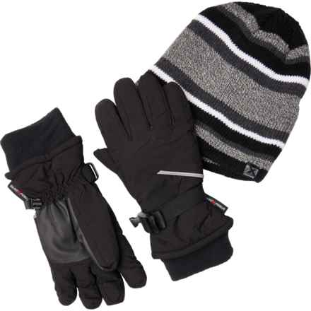 ZeroXposur Summit Reversible Beanie and Gloves Set - Insulated (For Kids) in Black - Closeouts