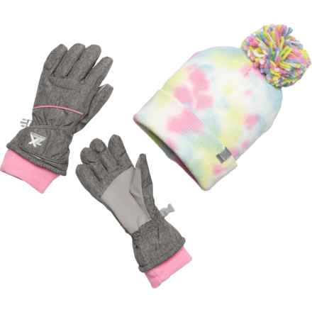 ZeroXposur Tiara Knit Winter Hat and Insulated Gloves Set (For Big Girls) in Mid Heather