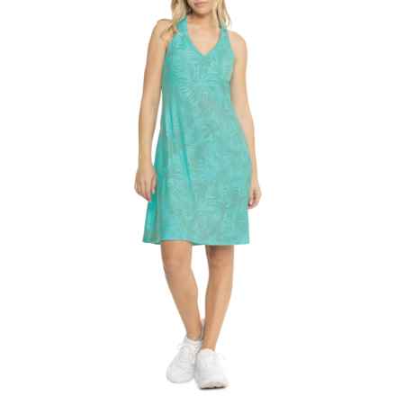 ZeroXposur Venture Shelf Bra Dress with Pockets - UPF 50+, Sleeveless in Flail/Aqua