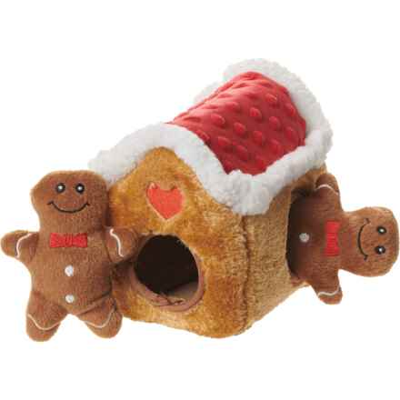 ZippyPaws Burrow Gingerbread House Plush Dog Toy - Squeakers in Gingerbread House
