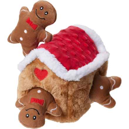 ZippyPaws Burrow Gingerbread House Plush Dog Toy - Squeakers in Gingerbread House