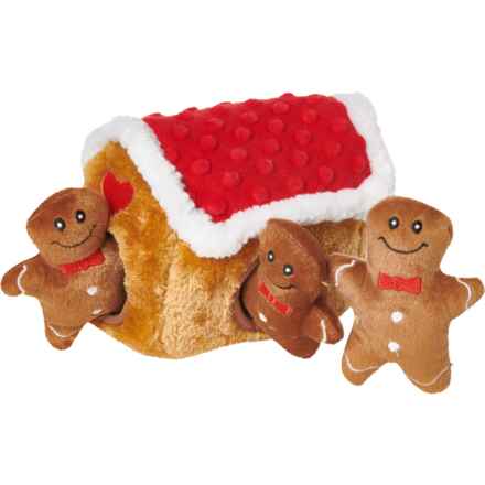 ZippyPaws Burrow Gingerbread House Plush Dog Toy - Squeakers in Gingerbread House