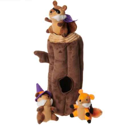 ZippyPaws Haunted Log Halloween Burrow Dog Toy - 4-Piece, Squeakers in Haunted Log