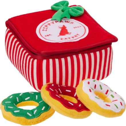 ZippyPaws Holiday Burrow Donutz Box Plush Dog Toy - Squeakers in Donutz Box