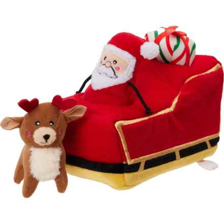 ZippyPaws Holiday Burrow Santa’s Sleigh Dog Toy - 9.5x5.5x5.5” in Santas Sleigh