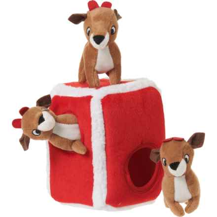 ZippyPaws Holiday Reindeer Pen Burrow Plush Dog Toy in Reindeer Pen