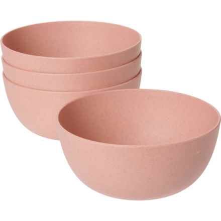 Zrike Bamboo Corn Husk Cereal Bowls - Set of 4, Dusty Rose in Dusty Rose